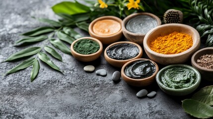 Aromatic Herbal Face Masks and Natural Ingredients for Skincare