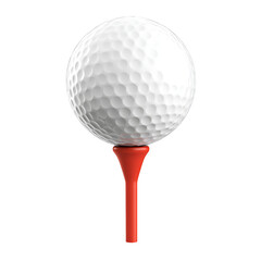 Golf Ball on Red Tee PNG Isolated on Transparent Background