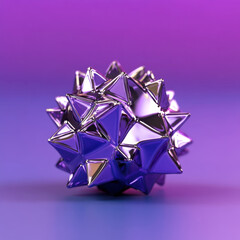 Abstract Metallic Purple Spiked Sphere 3D Render