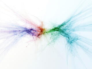 Fototapeta premium Abstract Multicolored Particle Burst on White Background