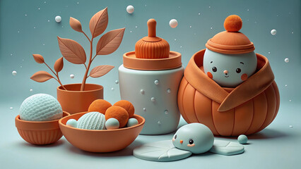 Eco-Friendly Cute eco friendly toys and decor in soft pastel colors create playful atmosphere, perfect for children rooms