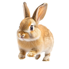 Obraz premium Playful Rabbit Hopping with Long Ears Flopping Isolated on Transparent Background