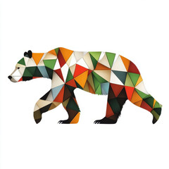 Obraz premium Colorful Geometric Polygonal Bear Silhouette on White