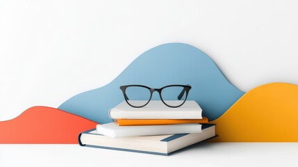 Stack of books with glasses, a visual representation of learning and knowledge