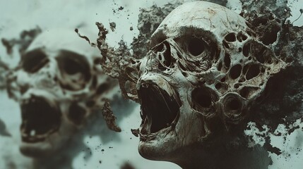 Screaming Skull: A Dark Surreal Horror Artwork