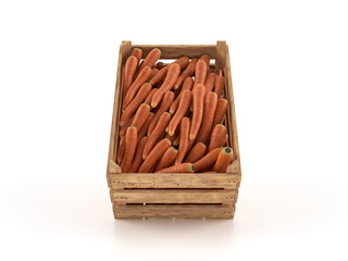Wooden crate with carrots