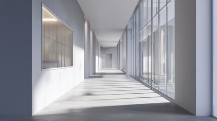 Tranquil Corporate Hallway with Soft Lighting