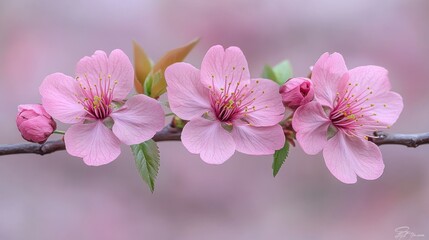 Naklejka premium Delicate Pink Blossoms in Spring