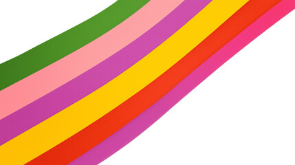 Obraz premium Vibrant rainbow stripes in various colors symbolizing Pride Month, arranged diagonally on a transparent background, evoking a sense of celebration and inclusivity.