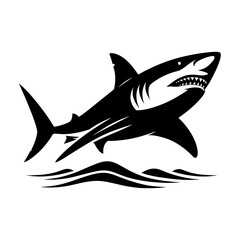 Obraz premium Aggressive Shark Silhouette Vector with Bold Line Art and Ocean Predator Theme