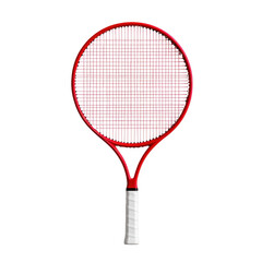 A vibrant red tennis racket, perfect for athletes and enthusiasts. isolated against a transparent background.