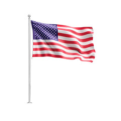 Obraz premium An American flag waving against a clear blue sky. isolated against a transparent background.