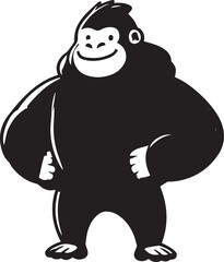 Obraz premium A cartoon gorilla stands confidently with hands on hips, wearing an orange hoodie. 