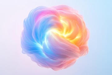 Abstract pastel-colored strands swirling in a sphere, creating a dreamy, ethereal effect.