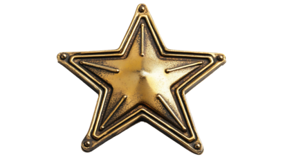 Sheriff’s Five-Pointed Star Badge Isolated on Transparent Background

