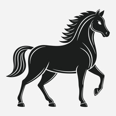 Expressive Horse Jumping Icon in Silhouette Form