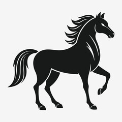 Horse in Mid-Jump Black Silhouette Vector
