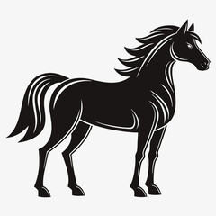 Black Silhouette of a Leaping Horse in Motion