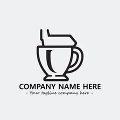 Cup illustration black and white for logo company vector image
