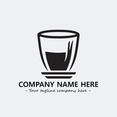 Cup illustration black and white for logo company vector image
