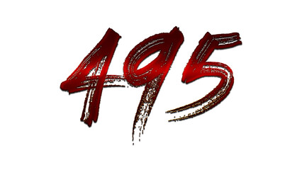 3D blood red number design of 495 on white background.