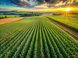 Aerial View of Raw Cornfield - Lush Green Maize Plants from Above