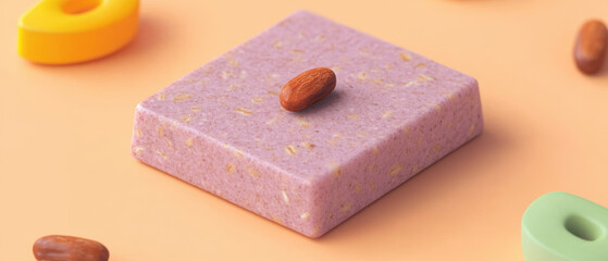 delicious plant based recipe featuring nutritious bar made with wholesome ingredients and topped with nut for added flavor