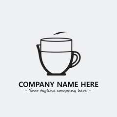 Cup illustration black and white for logo company vector image
