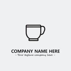 Cup illustration black and white for logo company vector image
