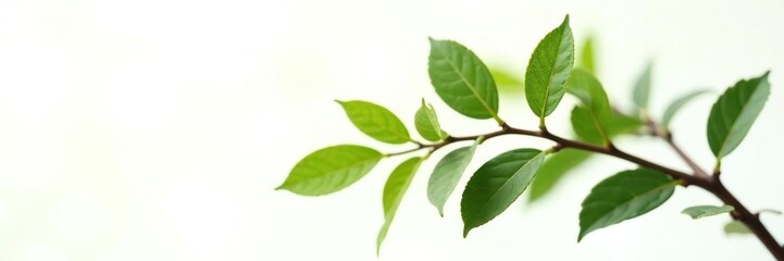 Naklejka premium Aromatic branch with leaves on white background, inviting exploration, branch, organic