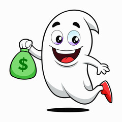 art vector illustration mascot , funny cartoon zombie vector illustration with dollars 
