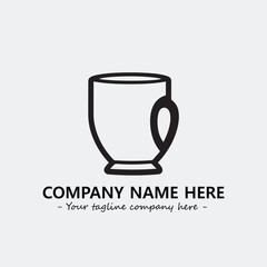 Cup illustration black and white for logo company vector image
