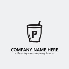 Cup illustration black and white for logo company vector image
