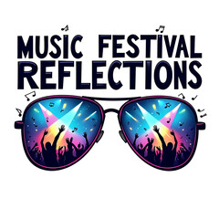 vector illustration of an abstract floral background MUSIC FESTIVAL REFLECTION t-shirt design