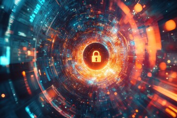 Obraz premium Abstract depiction of digital security and data protection systems