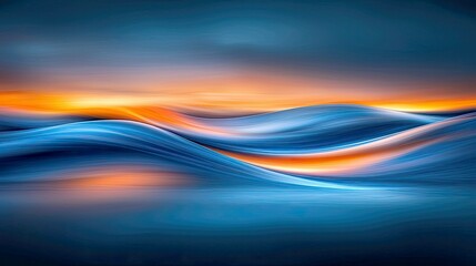 Sunset Waves: Abstract Ocean Landscape Painting