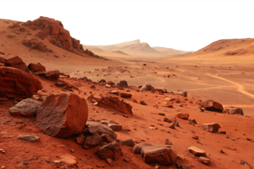 martian landscape isolated on white background, PNG