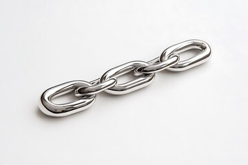 Obraz premium Polished Metal Chain Strong Silver Links on Clean White Background, HighQuality Texture