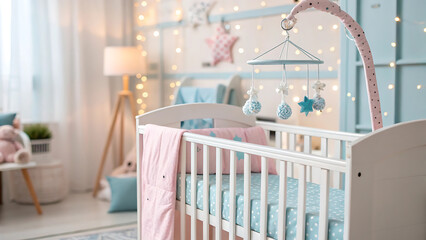 Serene Baby Crib Setup Soft Focus Nursery Decor