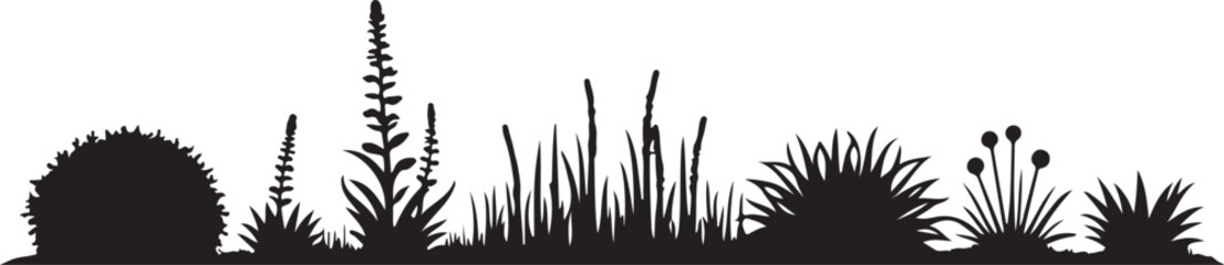 "Wild Garden Silhouette"

"Botanical Border Scene"

"Nature’s Edge – Plant Silhouettes"

"Wild Flora Silhouette Strip"