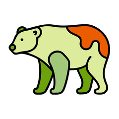 Obraz premium Colorful Cartoon Bear vector Green, Orange, and Yellow