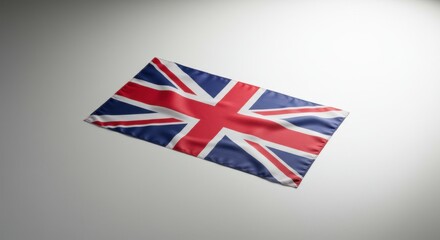 The Union Jack Flag Laying Flat on a White Background A Detailed Close Up Shot