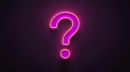 Pink neon question mark glows on a dark background, illuminated brightly