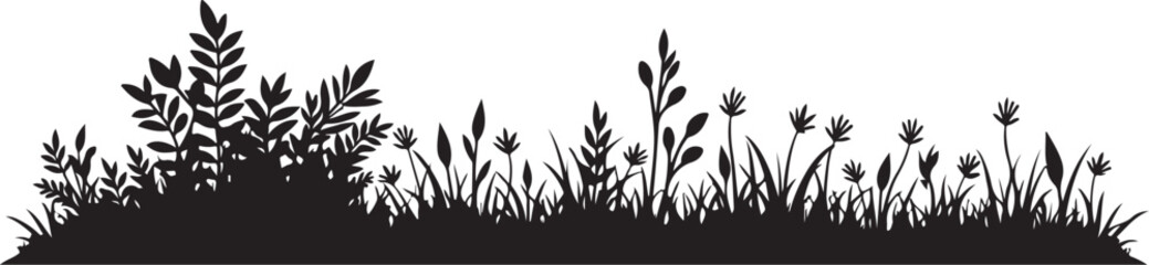 "Wild Garden Silhouette"

"Botanical Border Scene"

"Nature&rsquo;s Edge &ndash; Plant Silhouettes"

"Wild Flora Silhouette Strip"