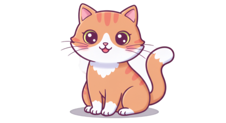 Adorable cartoon cat illustration with cute eyes and orange stripes design