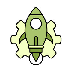 Fototapeta premium Green Rocket Launching Innovation Startup Technology Gear Business
