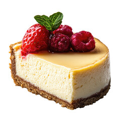 Piece of Cheesecake png classic New York cheesecake png rich and creamy cheesecake png fruit-topped cheesecake png gourmet cheesecake slice png transparent background image