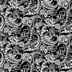 paisley seamless pattern on black background