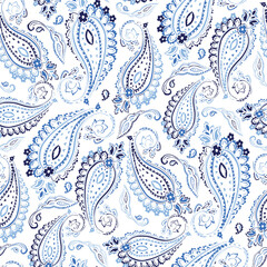 seamless paisley pattern on white background