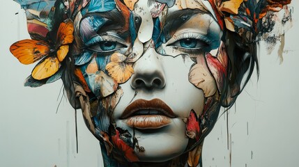 Butterfly Woman: A Surreal Collage Portrait
